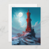 Creepy Red Tower Landscape Fantasy Art Briefkaart (Voorkant / Achterkant)