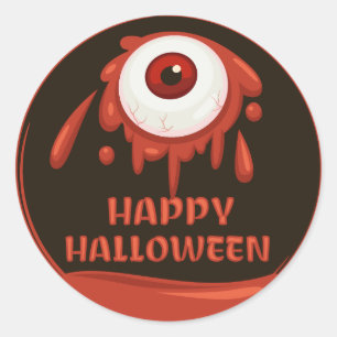 Creepy rood bloed oog gelukkig Halloween Ronde Sticker