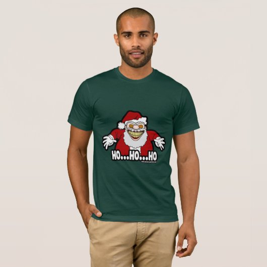 Creepy Santa Claus Screwball Graphics HOHOHO T-shirt (Voorkant volledig)