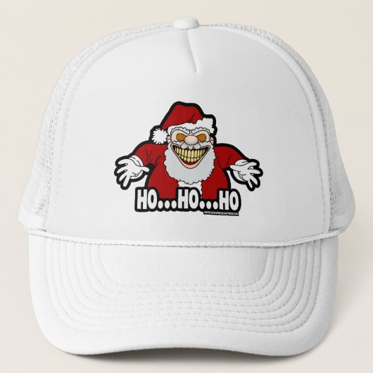Creepy Santa Claus Screwball Graphics HOHOHO Trucker Pet (Voorkant)
