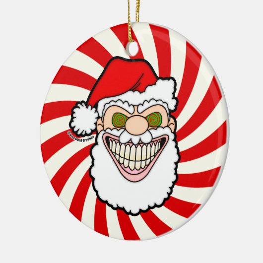 Creepy Santa Claus Screwball Graphics Keramisch Ornament (Links)