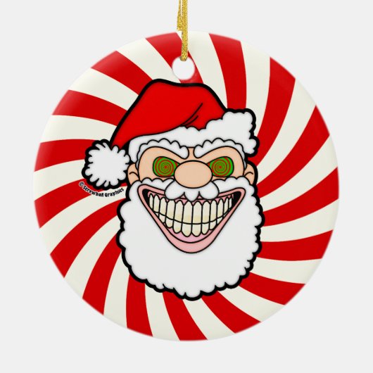 Creepy Santa Claus Screwball Graphics Keramisch Ornament (Achterkant)