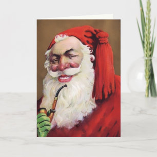 Creepy Santa Face-kerstkaart Feestdagen Kaart