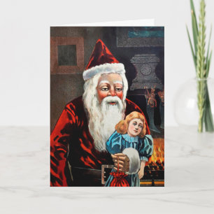 Creepy Santa met Doll Holiday Card Feestdagen Kaart