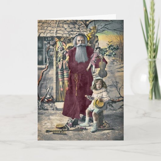 Creepy Santa Victoriaans Kerst Kaart (Voorkant)