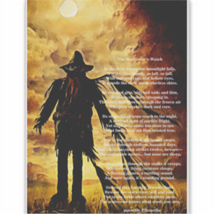 Creepy Scarecrow donkere Halloween kunst en gedich Sticker