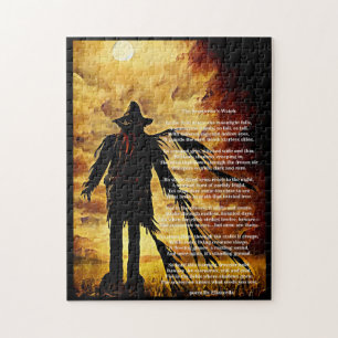 Creepy Scarecrow donkere kunst en gedicht Legpuzzel