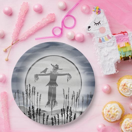 Creepy Scarecrow Halloween Party Papieren Bordje (Feest)