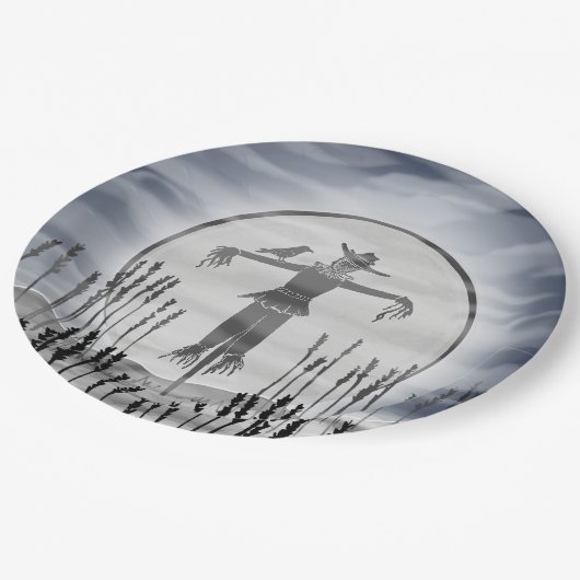 Creepy Scarecrow Halloween Party Papieren Bordje (Gekanteld)