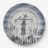 Creepy Scarecrow Halloween Party Papieren Bordje (Voorkant)