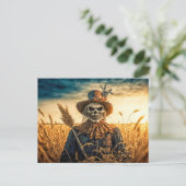 Creepy Scarecrow Happy Halloween Briefkaart (Staand voorkant)