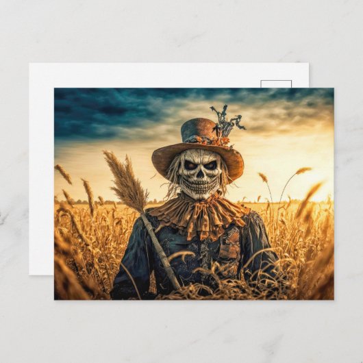 Creepy Scarecrow Happy Halloween Briefkaart (Voorkant / Achterkant)