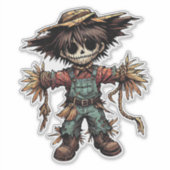 Creepy Scarecrow kleine jongen kleur illustratie k Sticker (Voorkant)