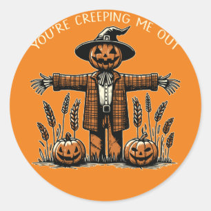 Creepy Scarecrow Pompoen Halloween Sticker