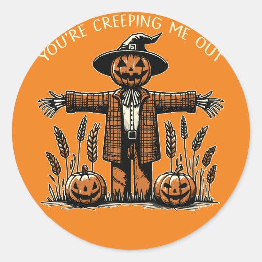 Creepy Scarecrow Pompoen Halloween Sticker (Voorkant)