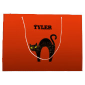 Creepy Scary Black Cat Halloween Groot Cadeauzakje (Achterkant)