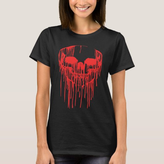 Creepy Scary Bloody Skull Halloween Human Costume T-shirt (Voorkant)