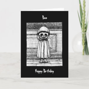 Creepy Scary Child Skelton Gothic Dark Birthday    Kaart
