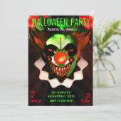 Creepy Scary Evil Clown Halloween Birthday Party Kaart (Staand voorkant)