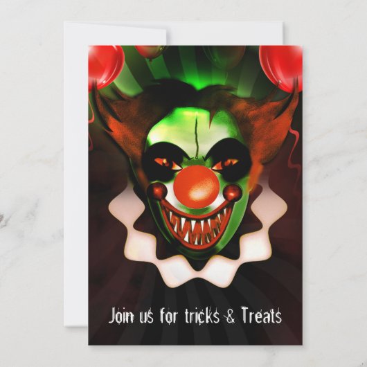 Creepy Scary Evil Clown Halloween Birthday Party Kaart (Achterkant)
