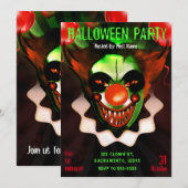 Creepy Scary Evil Clown Halloween Birthday Party Kaart (Voorkant / Achterkant)