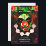Creepy Scary Evil Clown Halloween Birthday Party Kaart<br><div class="desc">Aanpassen voor elke gebeurtenis</div>