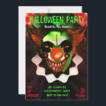 Creepy Scary Evil Clown Halloween Birthday Party Kaart<br><div class="desc">Aanpassen voor elke gebeurtenis</div>