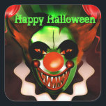 Creepy Scary Evil Clown Halloween Birthday Party Vierkante Sticker<br><div class="desc">Halloween Kinderen in Costume Cute Party Favor Sticker. Pas aan met of zonder tekst. Overeenkomende objecten beschikbaar.</div>