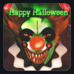 Creepy Scary Evil Clown Halloween Birthday Party Vierkante Sticker<br><div class="desc">Halloween Kinderen in Costume Cute Party Favor Sticker. Pas aan met of zonder tekst. Overeenkomende objecten beschikbaar.</div>