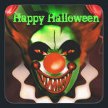 Creepy Scary Evil Clown Halloween Birthday Party Vierkante Sticker<br><div class="desc">Halloween Kinderen in Costume Cute Party Favor Sticker. Pas aan met of zonder tekst. Overeenkomende objecten beschikbaar.</div>