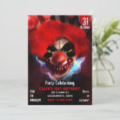 Creepy Scary Killer Clown Halloween Birthday Party Kaart (Staand voorkant)