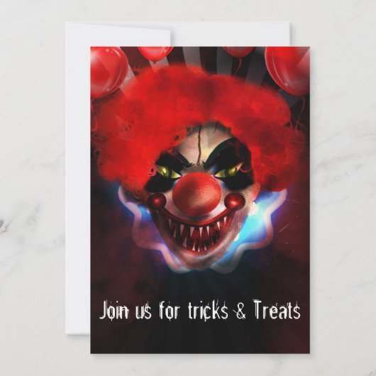 Creepy Scary Killer Clown Halloween Birthday Party Kaart (Achterkant)