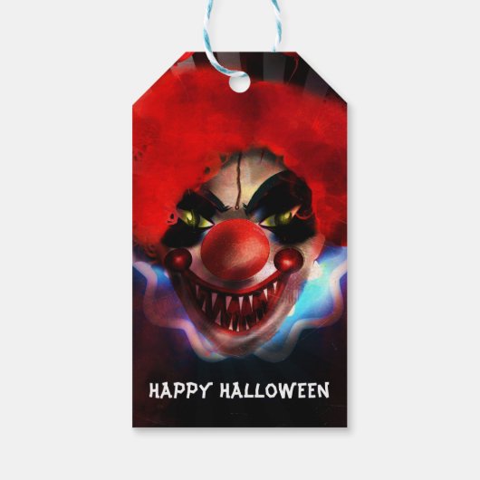 Creepy Scary Killer Clown Halloween Party Favor Cadeaulabel (Achterkant)