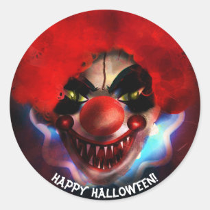 Creepy Scary Killer Clown Halloween Party Favor Ronde Sticker