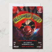 Creepy Scary Killer Clown Halloween Party Kaart (Voorkant)