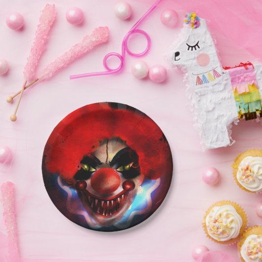 Creepy Scary Killer Clown Halloween Party Papieren Bordje (Feest)
