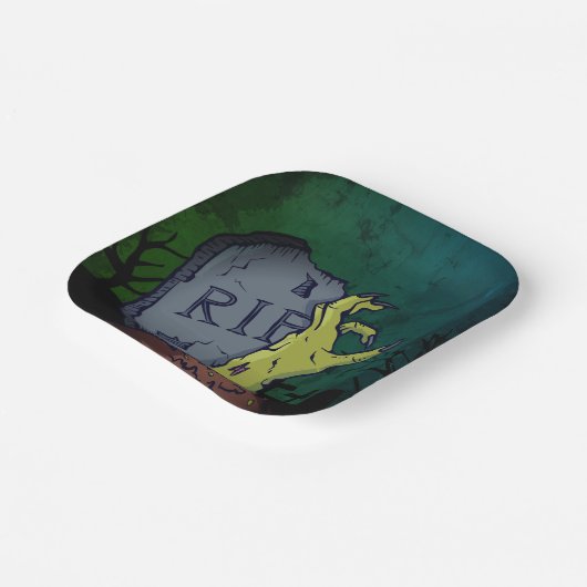 Creepy Scary Zombie Hand Grave Halloween Party Papieren Bordje (Gebogen)