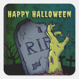 Creepy Scary Zombie Hand Grave Halloween Party Vierkante Sticker