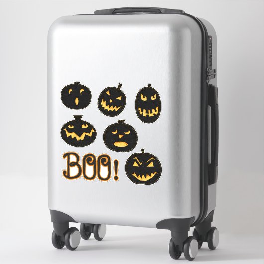 Creepy schattig zwart vilt look spooky pompoenen sticker (Koffer)