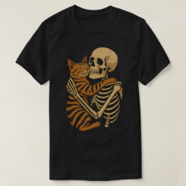 Creepy Schattige Cat - Skeleton Knuffelen Kat Art T-shirt