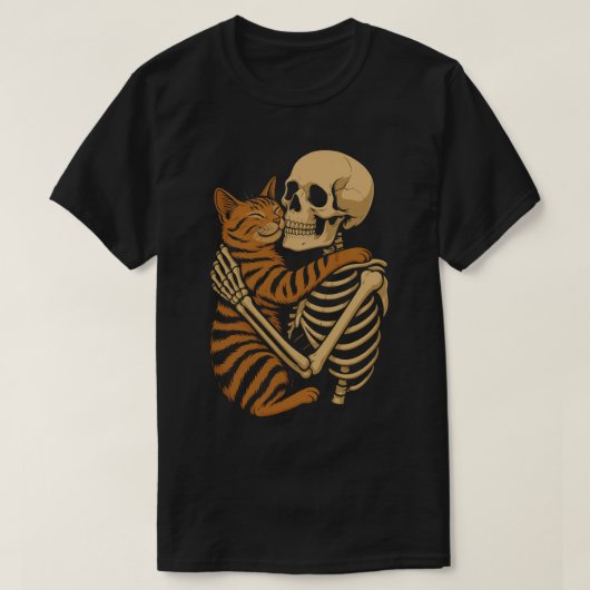 Creepy Schattige Cat - Skeleton Knuffelen Kat Art T-shirt (Design voorkant)