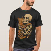 Creepy Schattige Cat - Skeleton Knuffelen Kat Art T-shirt (Voorkant)