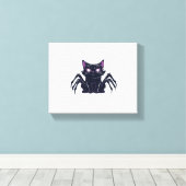 Creepy Schattige Cat – Spider Legs & Heart Eyes Cl Canvas Afdruk (Insitu (Houten vloer))