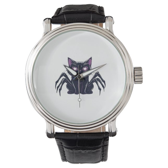 Creepy Schattige Cat – Spider Legs & Heart Eyes Cl Horloge (Voorkant)
