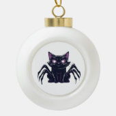 Creepy Schattige Cat – Spider Legs & Heart Eyes Cl Keramische Bal Ornament (Voorkant)