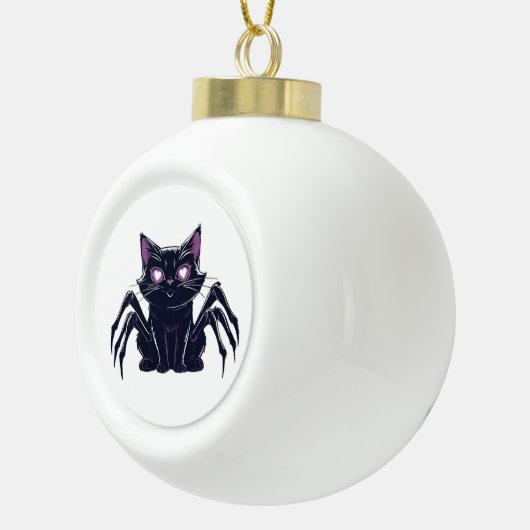 Creepy Schattige Cat – Spider Legs & Heart Eyes Cl Keramische Bal Ornament (Rechts)