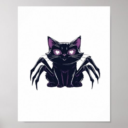 Creepy Schattige Cat – Spider Legs & Heart Eyes Cl Poster (Voorkant)