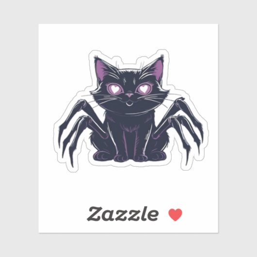 Creepy Schattige Cat – Spider Legs & Heart Eyes Ov Sticker (Vel)