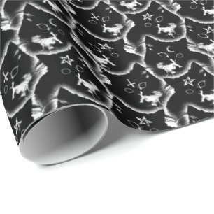 Creepy schattige gothic kitten satanische hekserij cadeaupapier