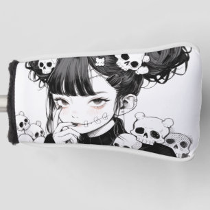 Creepy Schattige Gothic Manga Stijl Skulls en Anim Golfheadcover